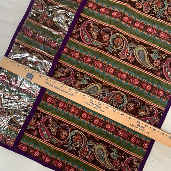 Quilted Bedside Organizer Pockets Hand Crafted Paisley - Picture 4 of 7